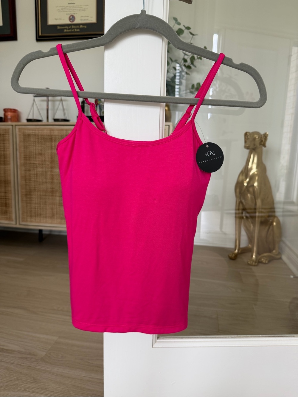 NWT Klassy Network Hot Pink Slim Camisole with Adjustable Straps